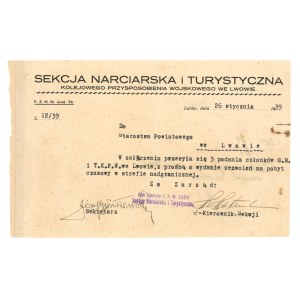 Sekcja Narciarska i Turystyczna, KPW we Lwowie - pismo 1939 r. (382)