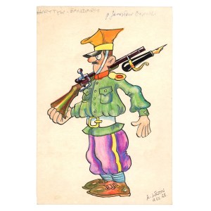 Edward LUTCZYN (ur. 1947) - Krytyk-Żandarm, ilustracja satyryczna, 1988 r. (410)
