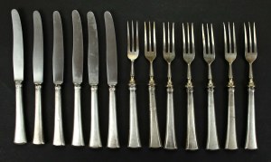 Set of knives and forks with the coat of arms of Prussia. Total 13 pieces. (112)