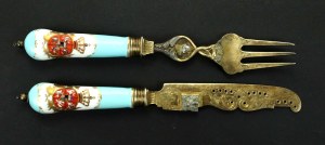 Knife and fork with the Saxon coat of arms, 19th century (116)