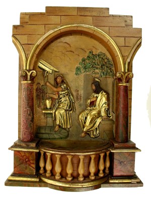 Jesus at the well with the Samaritan woman, relief 19th / 20th century. (670)