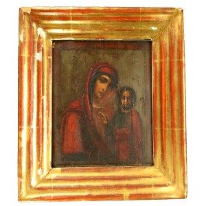 Ikona Matka Boska z Jezusem k. XIX w. w złoconej ramie (742)