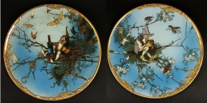 Pair of large plates, dwarfs, Germany, Mettlach, 1895 (914)