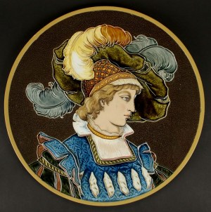 Large plate, portrait of a woman, Germany, Mettlach, 1894 (916)