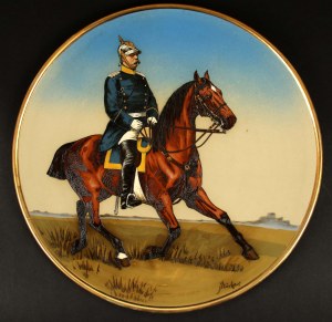 Large plate, Bismarck on horseback, Germany, Mettlach, 1894 (918)