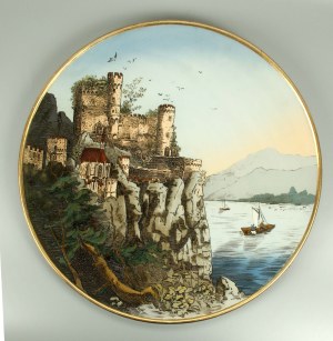 Large plate, Rheinstein Castle, Germany, Mettlach, 1897 (922)