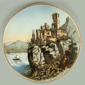 Large plate, Rheinstein Castle, Germany, Mettlach, 1898 (923)