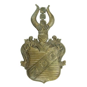 Kartusz heraldyczny polskiego herbu szlacheckiego Doliwa, XIX w. Brąz (310)