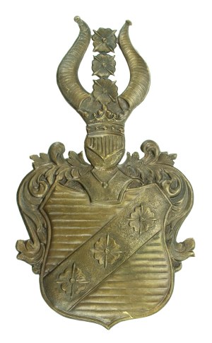 Heraldic cartouche of the Polish noble coat of arms Doliwa, 19th century Bronze (310)