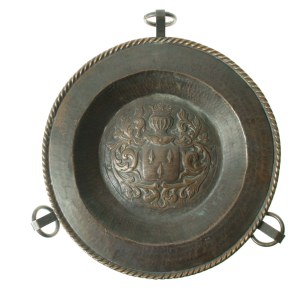 Tarcza heraldyczna polskiego herbu szlacheckiego Groty, XIX w. Brąz (313)