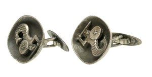 Cufflinks with Warsaw mermaid in original box, ORNO (122)