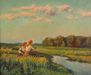Wiktor Korecki (1890 Kamieniec Podolski – 1980 Milanówek k. Warszawy), Dwie dziewczyny nad rzeką