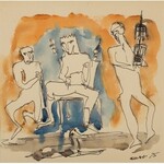Otto Axer (1906 Przemyśl – 1983 Warszawa), Scena rodzajowa, 1975 r.