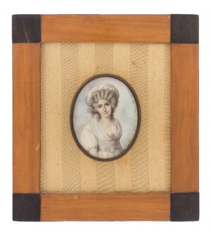 Anna Chamiec (1913-?), Miniatura – Portret damy w kapeluszu, 1981 r.