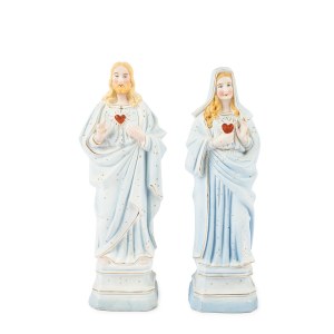 Para figurek: Najświetsze Serce Jezusa i Niepokalane Serce Maryi, Turyngia, k. XIX w.
