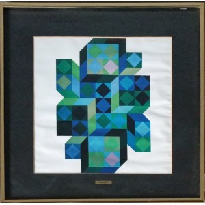 Victor Vasarely (1906 Pécs - 1997 Paříž), Tridim - B (z cyklu Pocta šestiúhelníku), asi 1970.