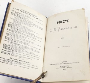 ZALESKI- POEZYE svazek 1 vydaný v roce 1877, polokoženka