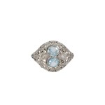 Ring with aquamarines, 1920s, art déco