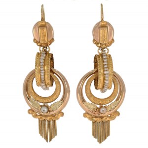Jewelry set: earrings and brooch-pendant, Italy, 2nd half of 19th century.