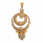 Jewelry set: earrings and brooch-pendant, Italy, 2nd half of 19th century.
