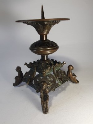 Medieval style historiated candlestick, Germany, 19th century