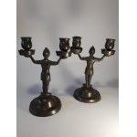 Medieval style armiger candlesticks, Germany, 19th century