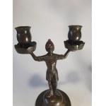 Medieval style armiger candlesticks, Germany, 19th century