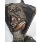 Friar with a naked woman hidden in his basket, Milanese foundry Sacchi, early 20th century