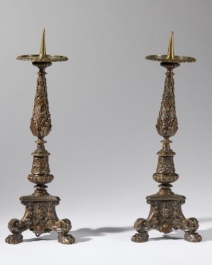 Pair of decorated candelabra (after Renaissance models), 18th-19th century