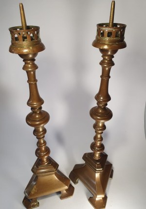 Pair of large candlesticks, 18th century