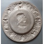 Parade tray with profile of Roman emperor and panoplies, 19th-20th century