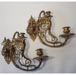 Pair of wall sconces with swans, 19th century