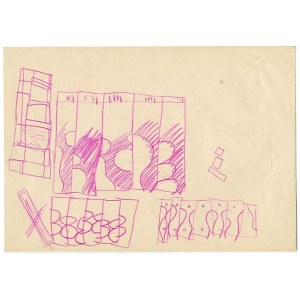 Andrzej Bereziański: Untitled composition - abstract, crayon drawing 1967 21x30 cm
