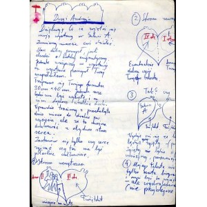 List Jana Dobkowskiego 1970 6 rysunków i kolaż dot. wystawy Gniezno Galeria A