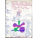 List Jana Dobkowskiego 1970 6 rysunków i kolaż dot. wystawy Gniezno Galeria A