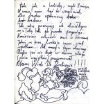 List Jana Dobkowskiego 6.12.1972 z Częstochowy z jego 2 rysunkami flamastrem