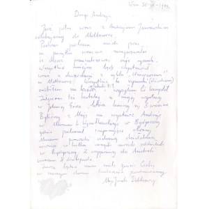 List Jana Dobkowskiego 1999 i cykl 48 rysunków Uniwersum w kserokopii 1:1