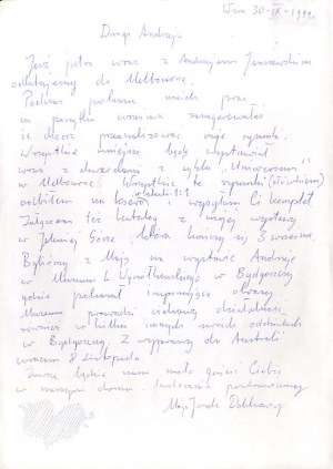 List Jana Dobkowskiego 1999 i cykl 48 rysunków 