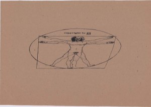 Andrzej Dudek-Dürer: Bez tytułu - Człowiek witruwiański, serigrafia ca 1980 35x49 cm