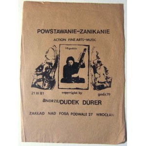 Andrzej Dudek-Dürer: Powstawanie-Zanikanie. Akce Výtvarné umění-Hudba, serigrafie 1981 48x35 cm