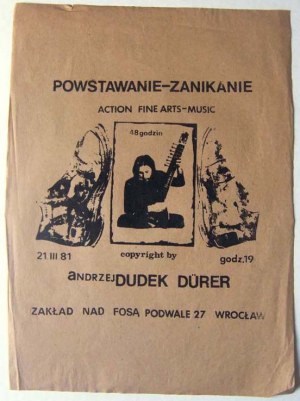 Andrzej Dudek-Dürer: Powstawanie-Zanikanie. Action Fine Arts-Music, serigrafia 1981 48x35 cm