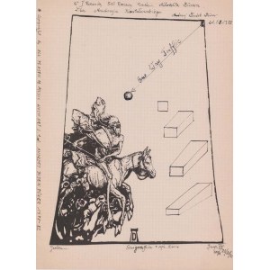 Andrew Dudek-Dürer: One... One Way Traffic, serigraph and ink drawing 1982 42x31 cm