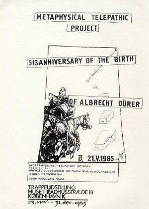 Andrzej Dudek-Dürer: Metaphysical Telepathic Project. 513 Kopenhaga 1985, plakat serigrafia 32x23 cm