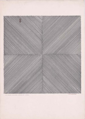 Wanda Gołkowska: Kompozycja geometryczna bez tytułu, rysunek tuszem 1985 70x50 cm