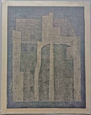 Barbara Narębska-Dębska: Ściana, akwatinta barwna 1965 50x40 cm