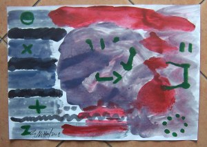 Zdzisław Nitka: Kompozycja bez tytułu 2001, tempera 35x50 cm