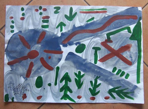 Zdzisław Nitka: Kompozycja bez tytułu 2001, tempera 35x50 cm