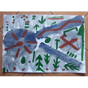 Zdzisław Nitka: Kompozycja bez tytułu 2001, tempera 35x50 cm
