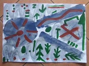 Zdzisław Nitka: Kompozycja bez tytułu 2001, tempera 35x50 cm