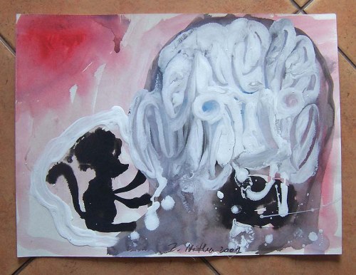 Zdzisław Nitka: Kompozycja bez tytułu 2001, tempera 30x40 cm